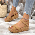 Valentina | Stylish Crisscross Cork Platform Sandals