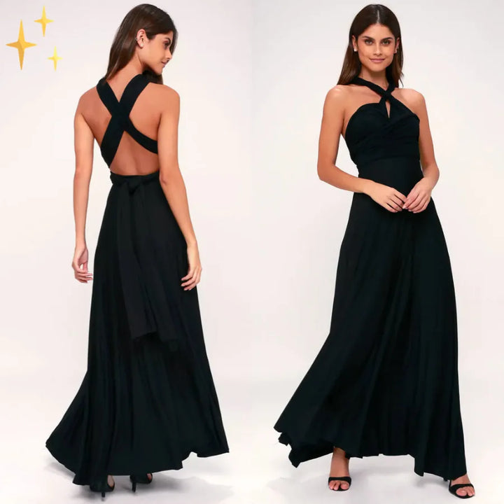 Evelyn | Elegant Cross-Back Halter Green Wedding Guest Dress