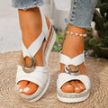 Aimee | Chic Ring Strap White Platform Sandals