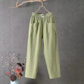 Women's Elastic Waist Trousers With Pockets — Ramona Relaxed Cotton Wide-Leg