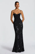 Freya | Elegant Embellished Maxi Dress With Lace-Up Back