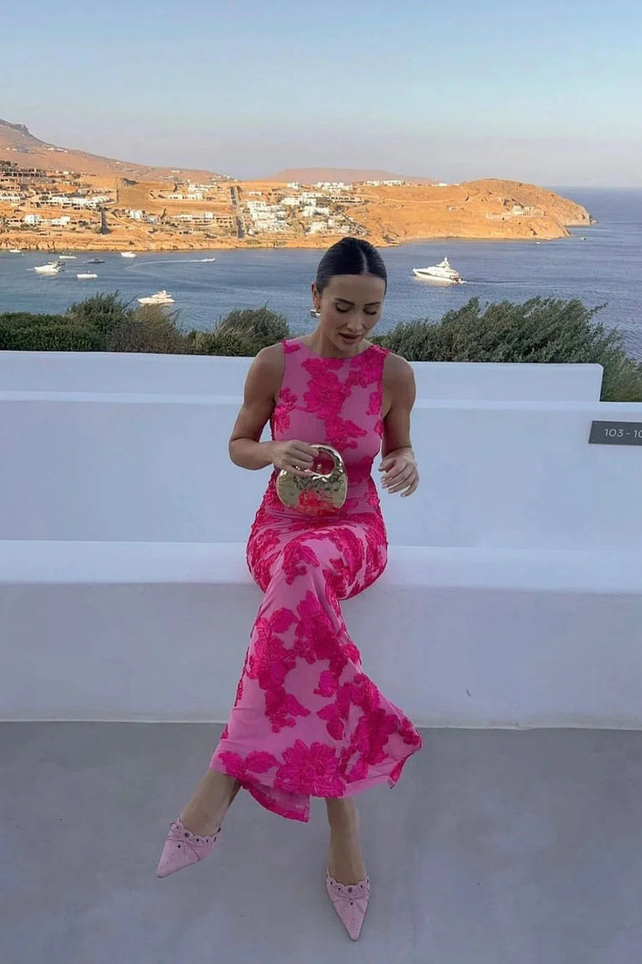 Isabella | Embroidered Sleeveless Evening Maxi Dress