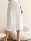 Molly | Pleated Midi White Skirt