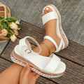 Lucy | Stylish Buckle Strap White Platform Sandals