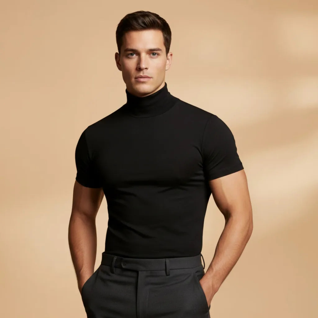 Orion | Fitted Roll Neck T-Shirt with Stretch