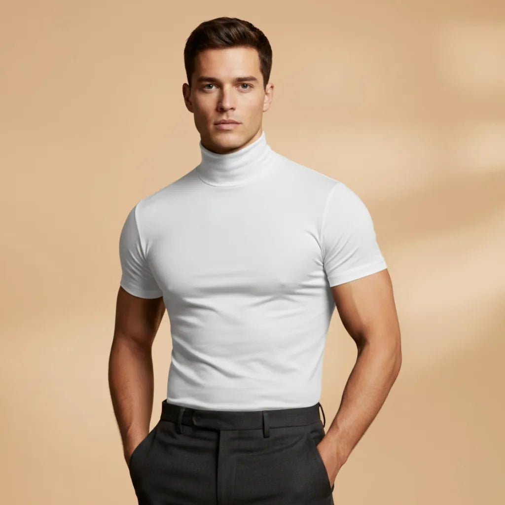 Orion | Fitted Roll Neck T-Shirt with Stretch