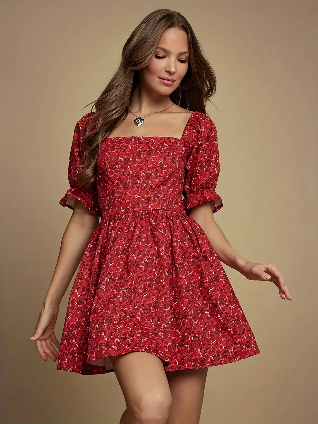 Grace | Floral Mini Dress with Puffy Sleeves