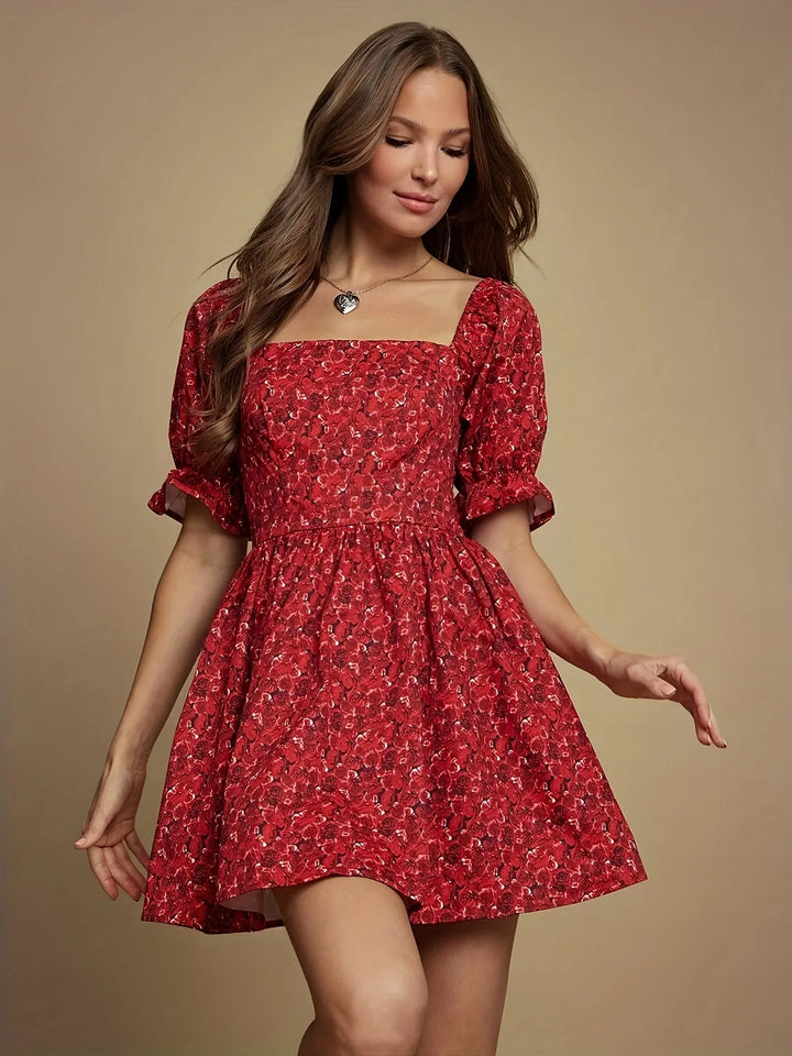 Grace | Floral Mini Dress with Puffy Sleeves