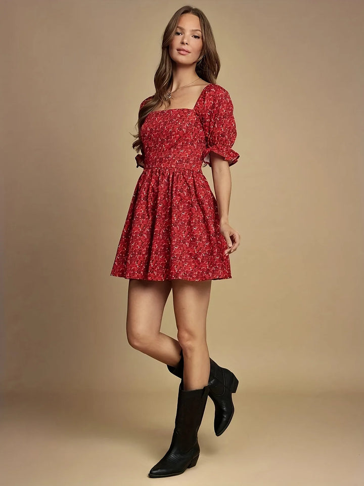 Grace | Floral Mini Dress with Puffy Sleeves