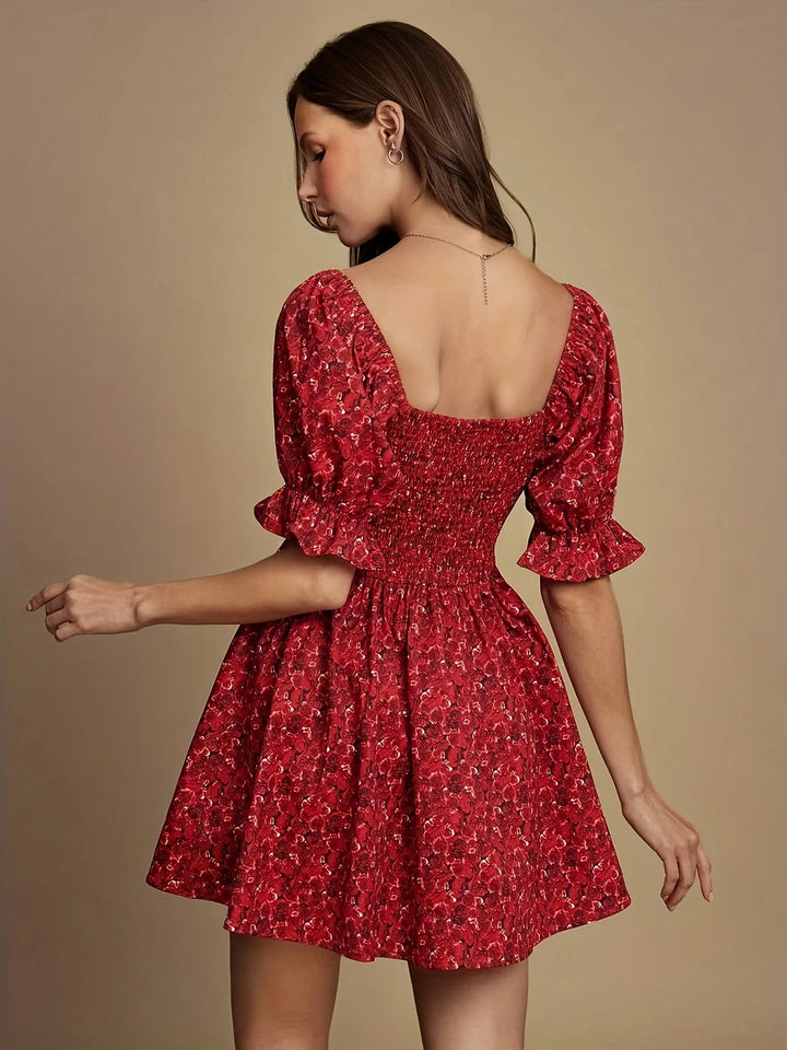 Grace | Floral Mini Dress with Puffy Sleeves