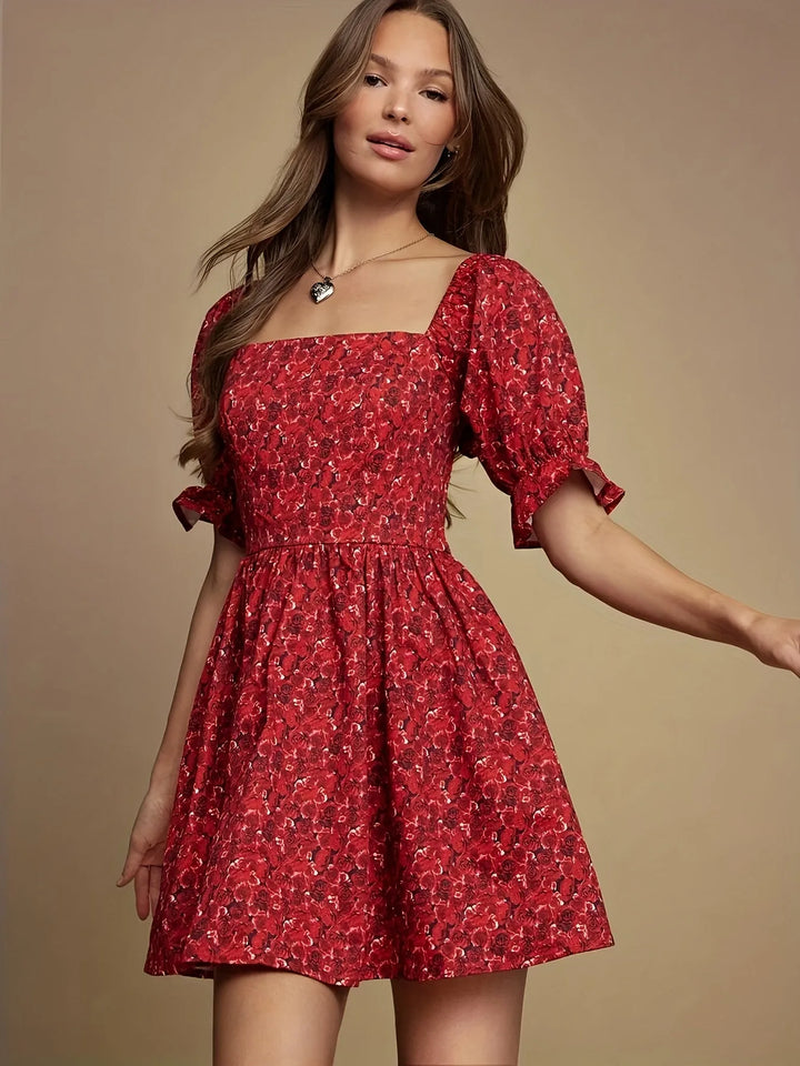 Grace | Floral Mini Dress with Puffy Sleeves