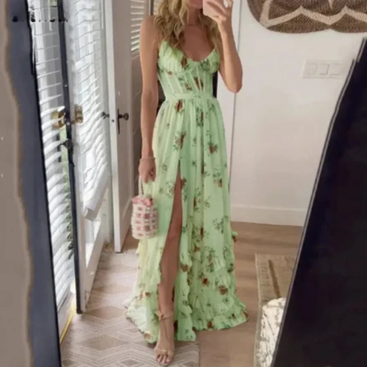 Cordelia | Elegant Floral Ruffle Tiered Maxi Dress