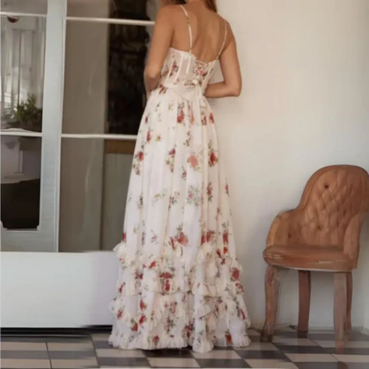Cordelia | Elegant Floral Ruffle Tiered Maxi Dress