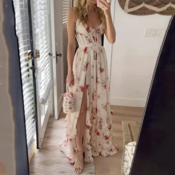 Cordelia | Elegant Floral Ruffle Tiered Maxi Dress