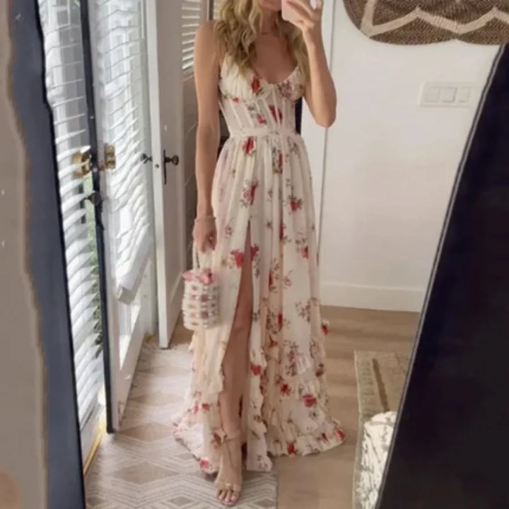 Cordelia | Elegant Floral Ruffle Tiered Maxi Dress