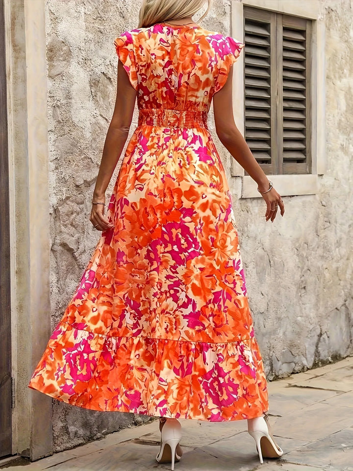 Iris | Flutter Sleeve V-Neck Midaxi Dress