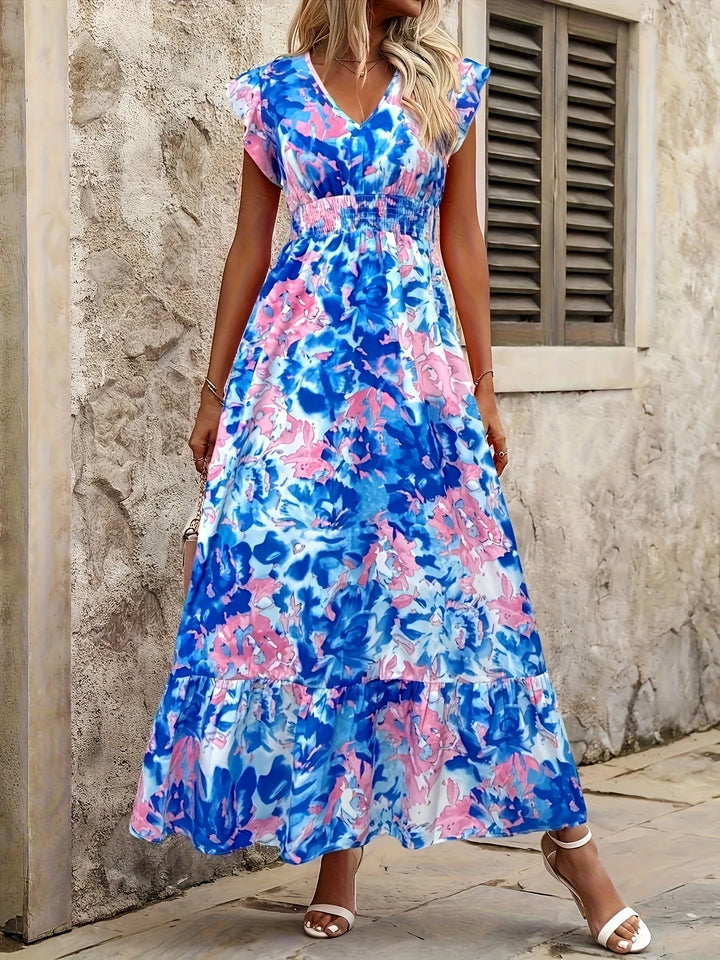Iris | Flutter Sleeve V-Neck Midaxi Dress