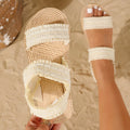 Women's Abbie Platform Sandals — Bree Frayed Strap Raffia