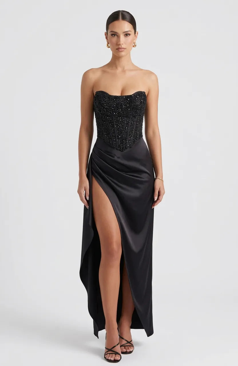 Grace | Strapless Sweetheart Corset Evening Gown Maxi Dress