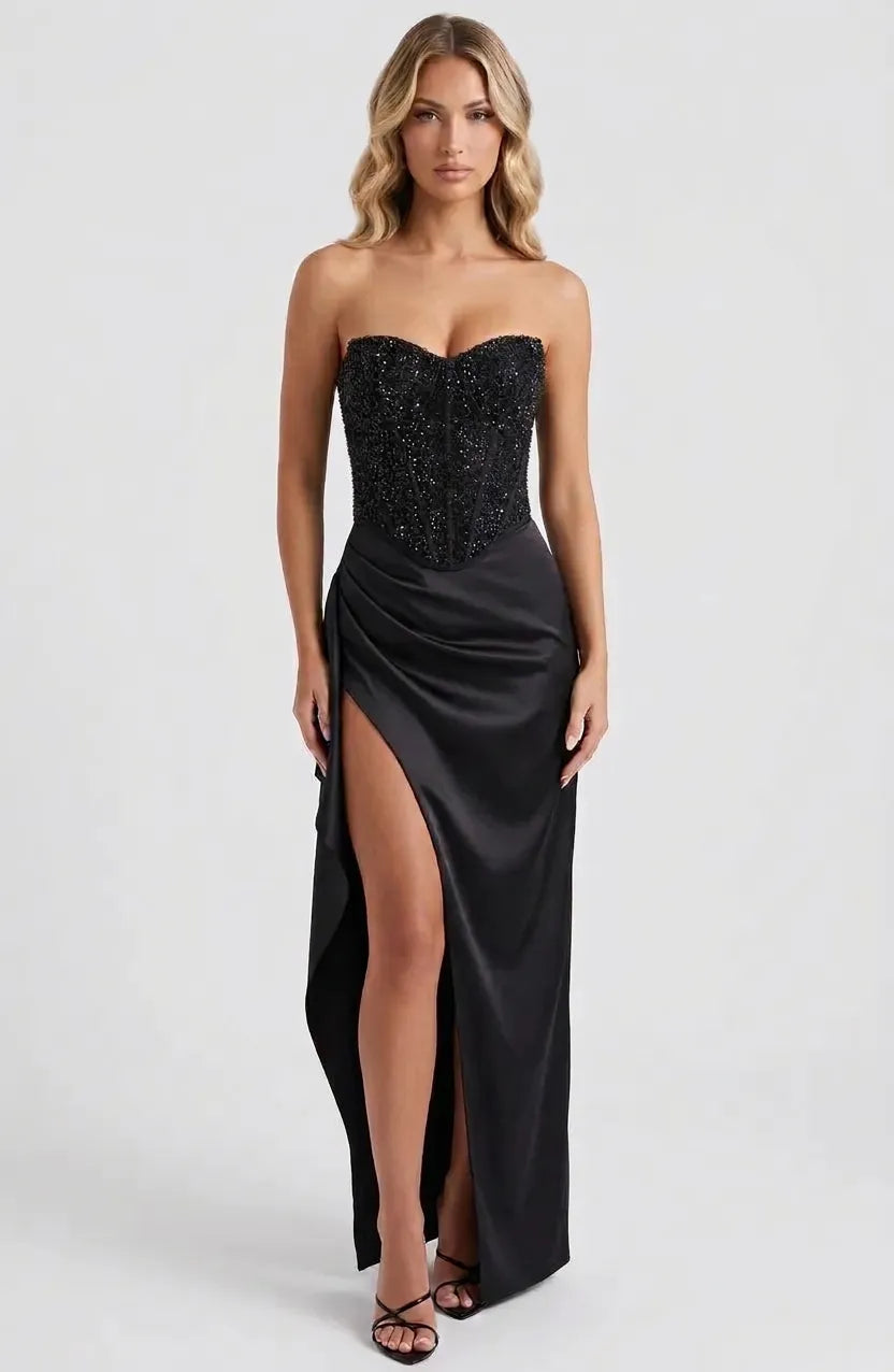 Grace | Strapless Sweetheart Corset Evening Gown Maxi Dress