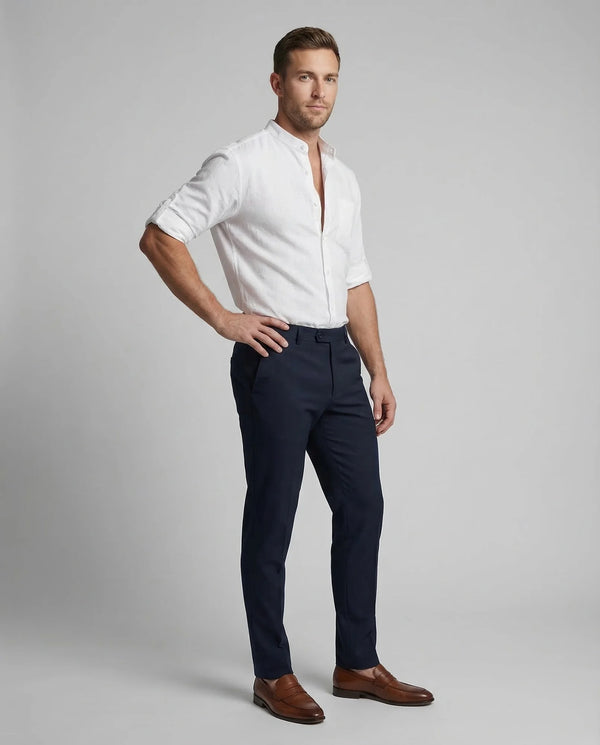 August | Men's Grandad Collar Linen Shirt