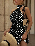 Margot | Chic Halter Backless Polka Dot Dress