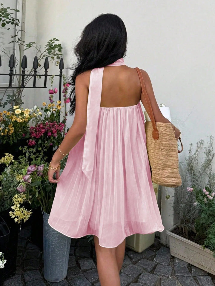 Bianca | Chic Baby Blue Dress with Halter Neck