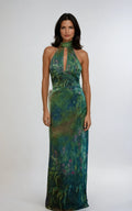 Celeste | Elegant Halter Neck Monet Inspired Party Maxi Dress