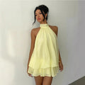 Rosie | Elegant Halter Neck Tiered Mini Dress