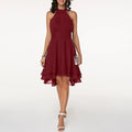 Sophia | Elegant Halter Ruffled Cocktail Party Midi Dress