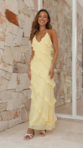 Florence | Elegant Halter Tiered Ruffle Maxi Dress