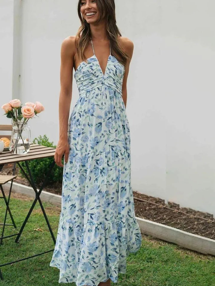 Dahlia | Halterneck Tiered Floral Maxi Dress