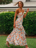 Dahlia | Halterneck Tiered Floral Maxi Dress