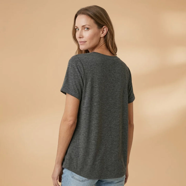 Nadia | Stylish Henley T-Shirt with Button Detail