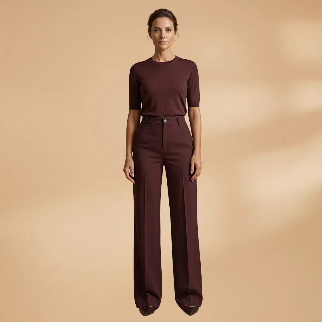 Elena | Elegant High Waist Tailored Trousers