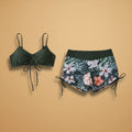 Women's High Waisted Bikini Set — Jessica Tie-Front Floral Tropical