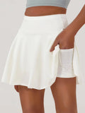 Women's White Flared Mini Skirt — Nola High-Waisted Athletic