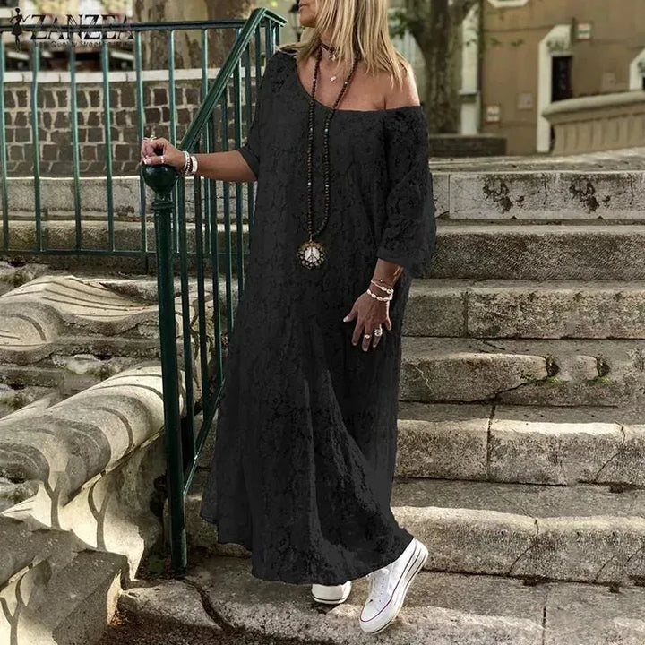 Elena | Chic Lace Off The Shoulder Maxi Dress
