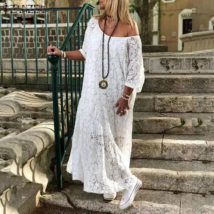 Elena | Chic Lace Off The Shoulder Maxi Dress