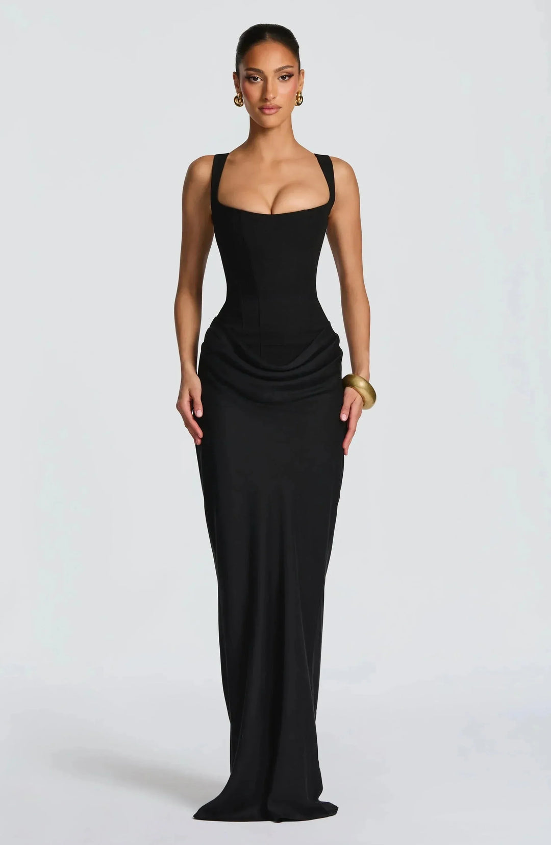Vivienne | Elegant Lace-Up Back Maxi Dress
