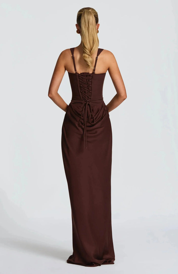 Vivienne | Elegant Lace-Up Back Maxi Dress
