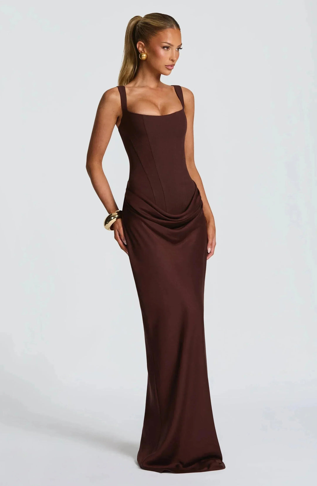 Vivienne | Elegant Lace-Up Back Maxi Dress