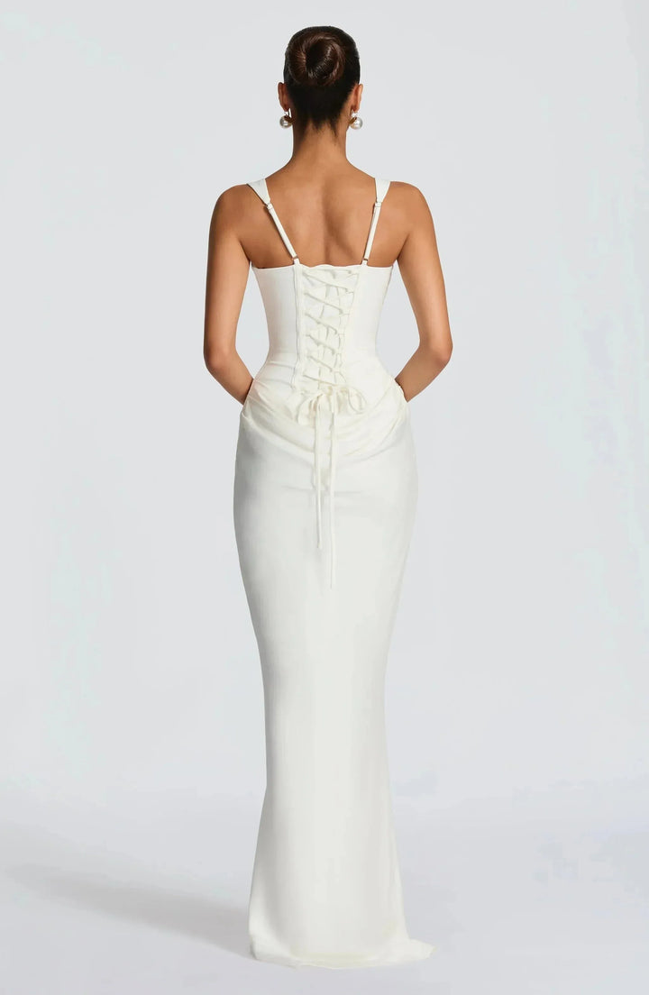 Vivienne | Elegant Lace-Up Back Maxi Dress