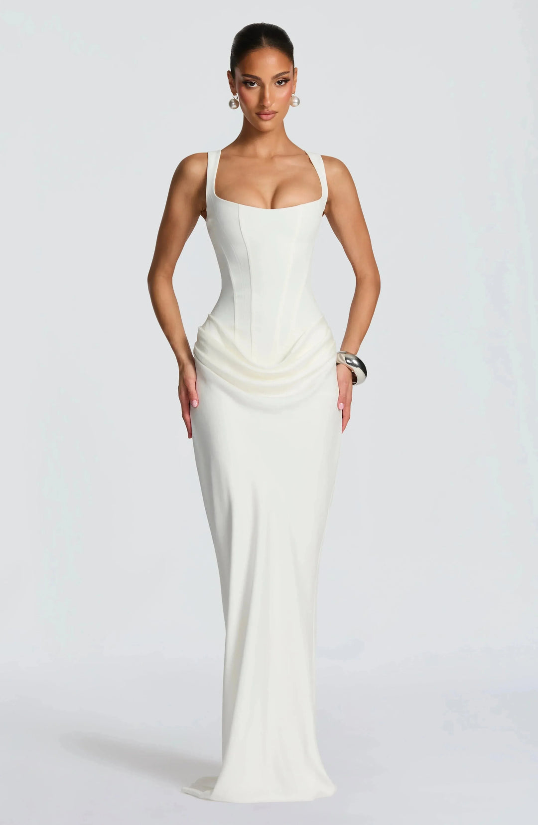 Vivienne | Elegant Lace-Up Back Maxi Dress