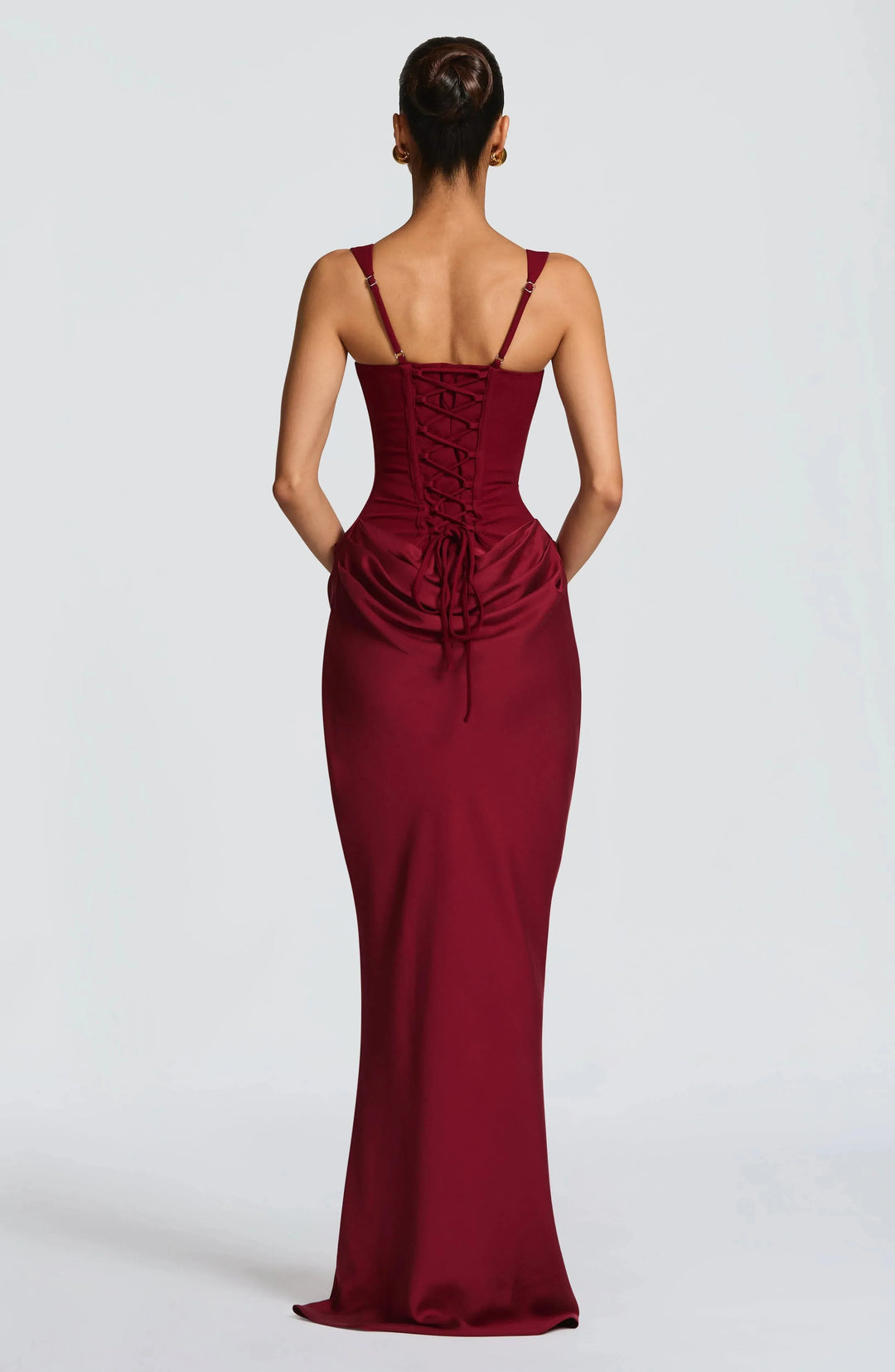 Vivienne | Elegant Lace-Up Back Maxi Dress