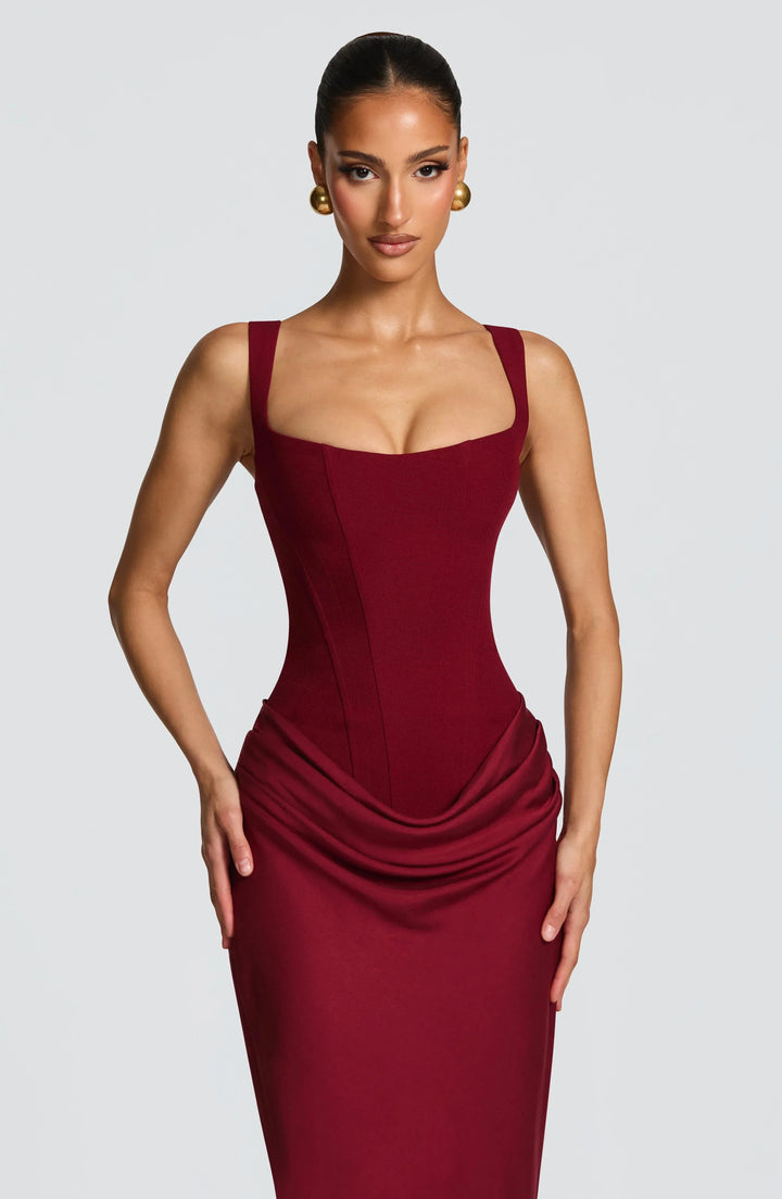 Vivienne | Elegant Lace-Up Back Maxi Dress