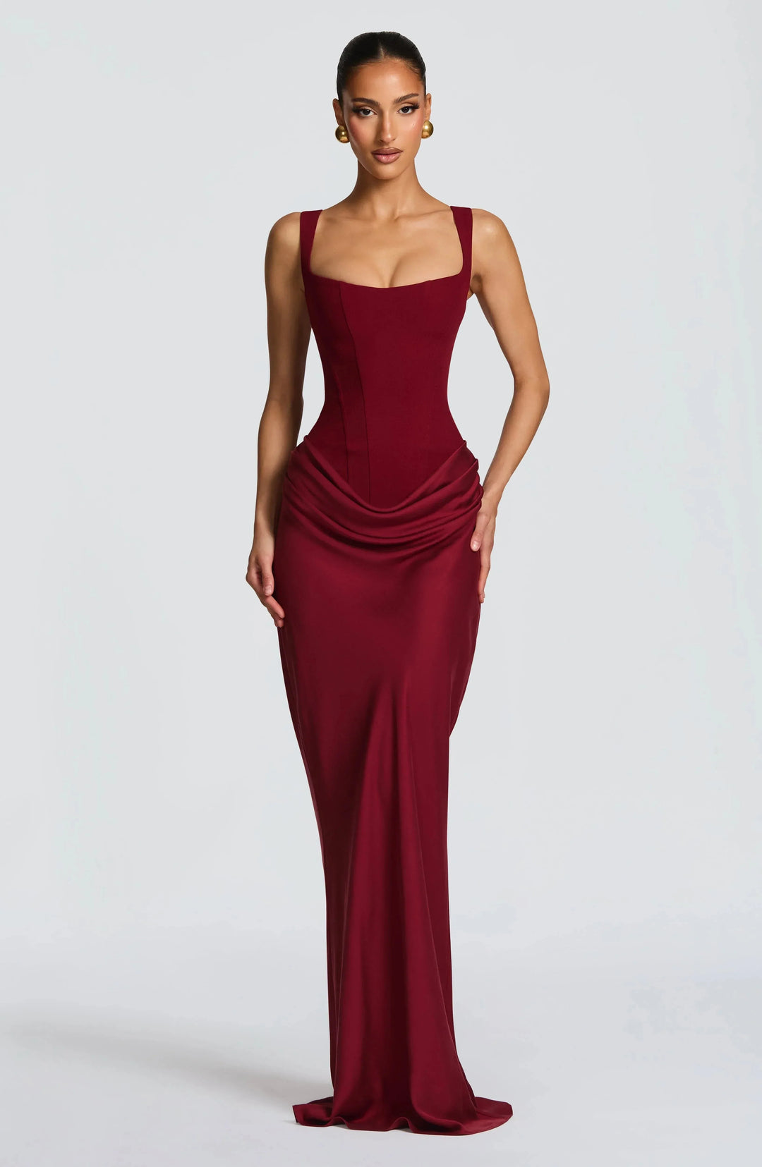 Vivienne | Elegant Lace-Up Back Maxi Dress