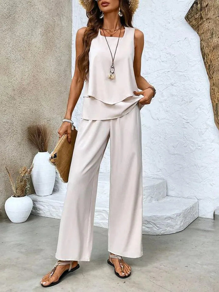 Chloe | Elegant Summer Co-Ord Set with Layered Tank Top