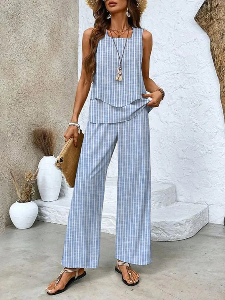 Chloe | Elegant Summer Co-Ord Set with Layered Tank Top