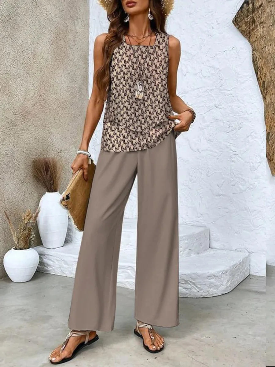 Chloe | Elegant Summer Co-Ord Set with Layered Tank Top